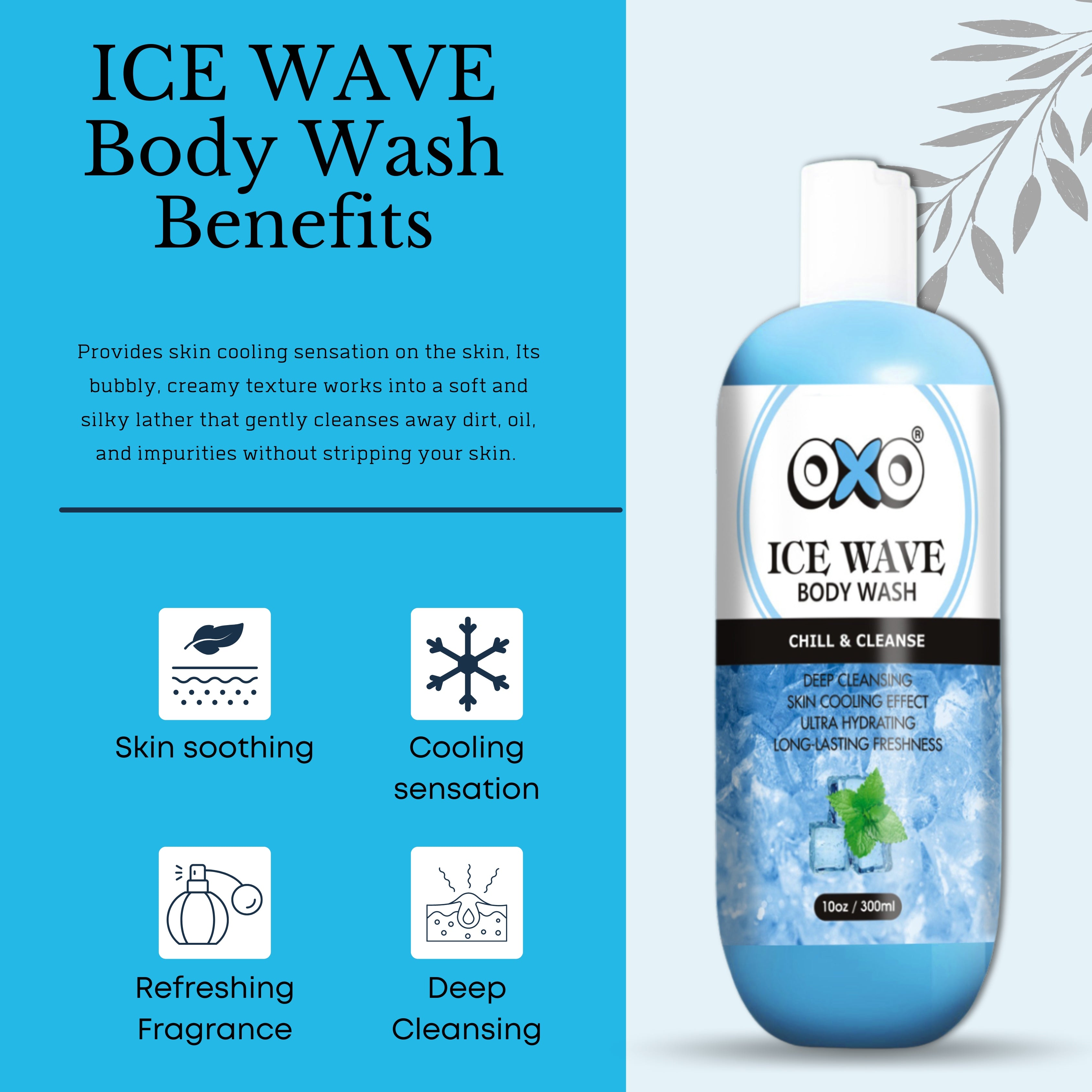 OXO ICE WAVE BODY WASH | REFRESH, COOL & CLEANSE | 300ml - OXO SkinCare