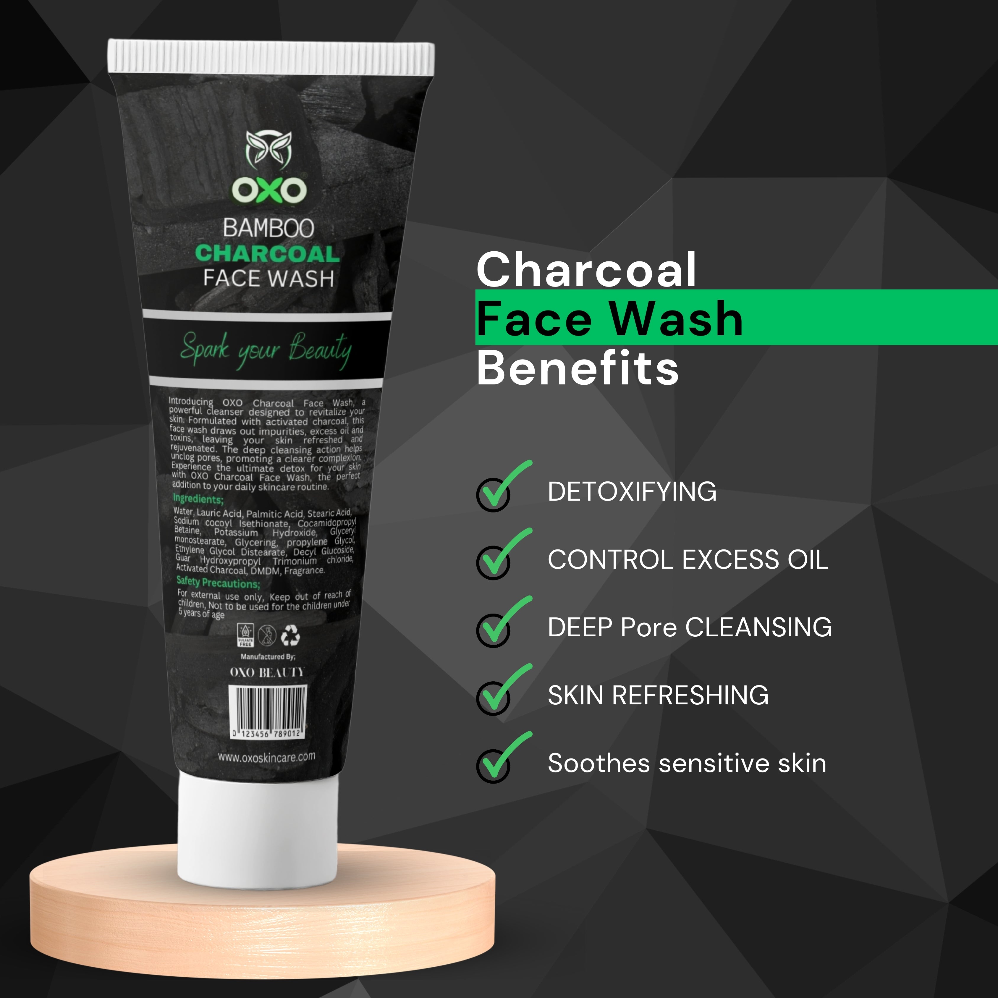 OXO Activated Charcoal Face Wash | Deep Clean & Oil Control | 100ml - OXO SkinCare