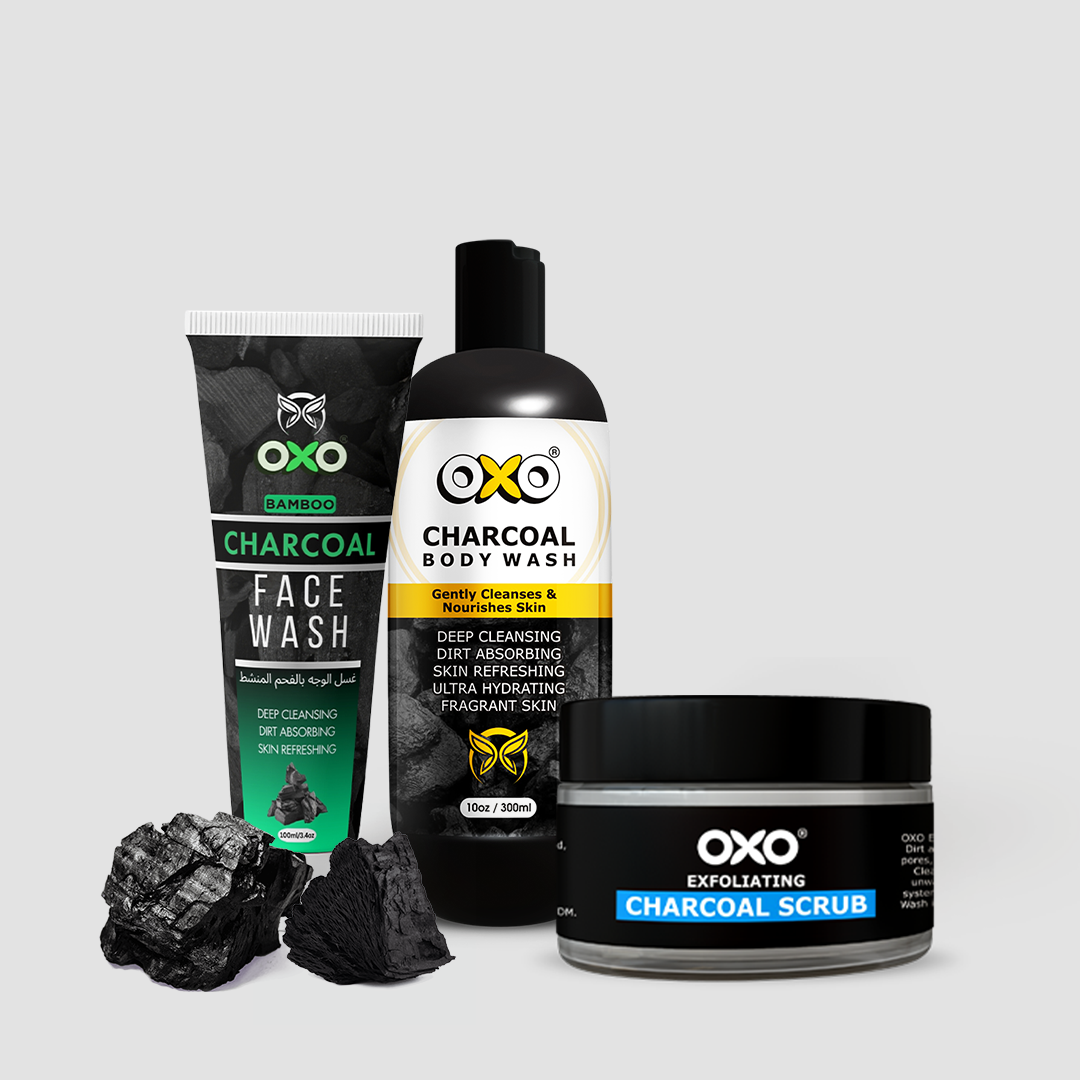 OXO Charcoal Skincare Trio | Body wash, Charcoal Face Wash and Charcoal Scrub - OXO SkinCare