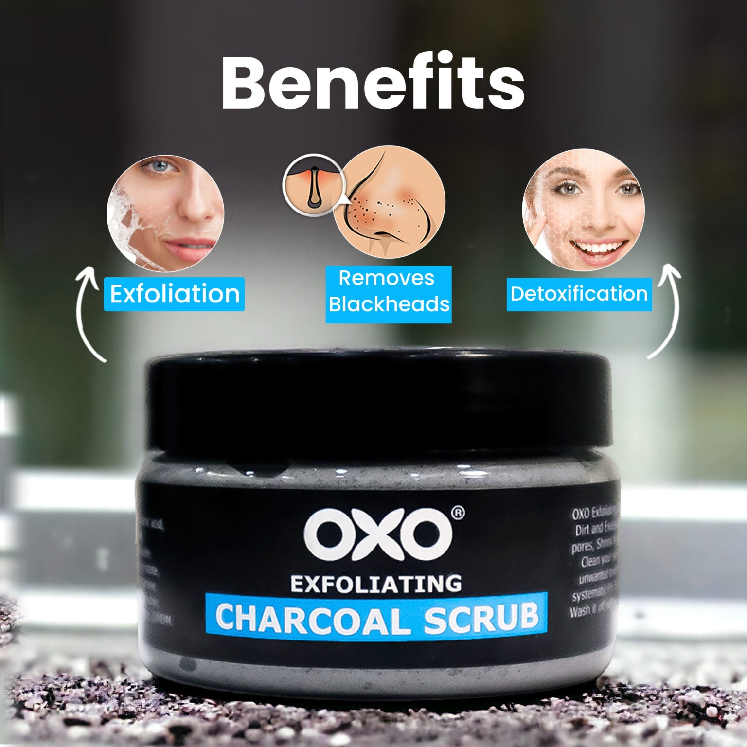 OXO Exfoliating Charcoal Face Scrub 150g. - OXO SkinCare