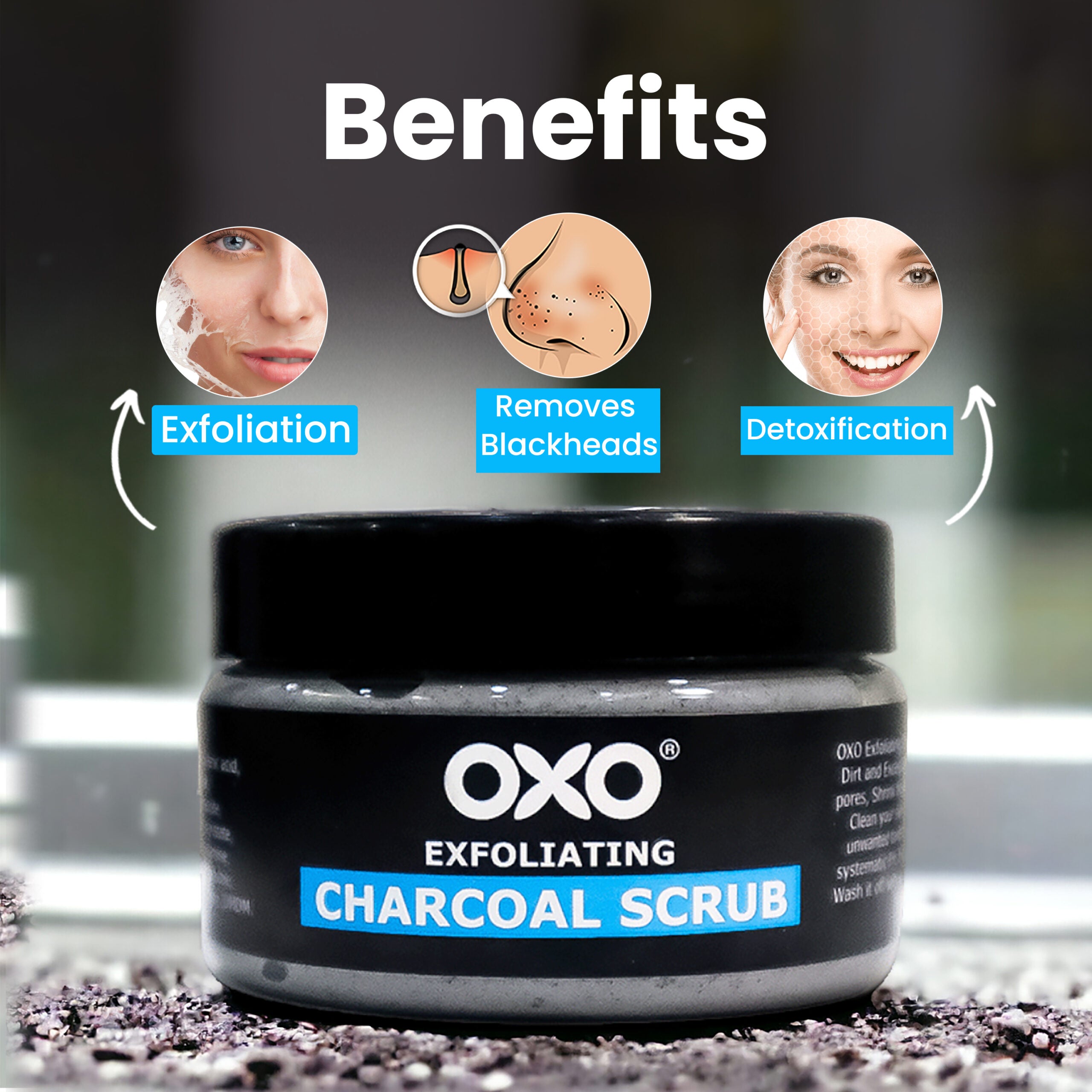 OXO Charcoal Face Wash, Charcoal Scrub and Charcoal Black Mask - OXO SkinCare